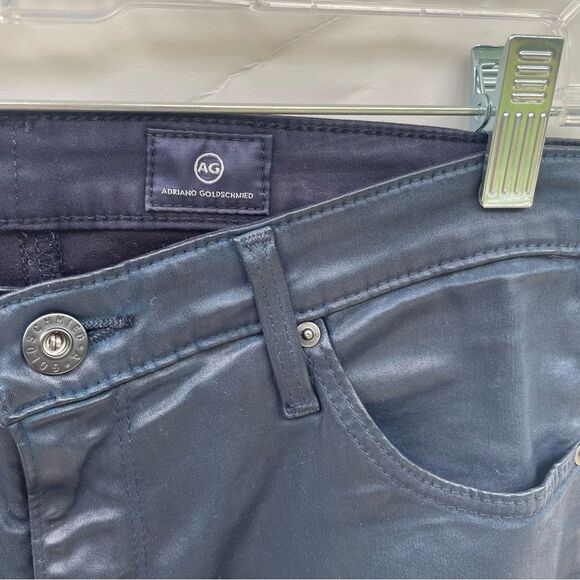 Adriano Goldschmied Farrah Navy Blue Leatherette Ankle Jeans Size 28R Dark Wash - Picture 4 of 10